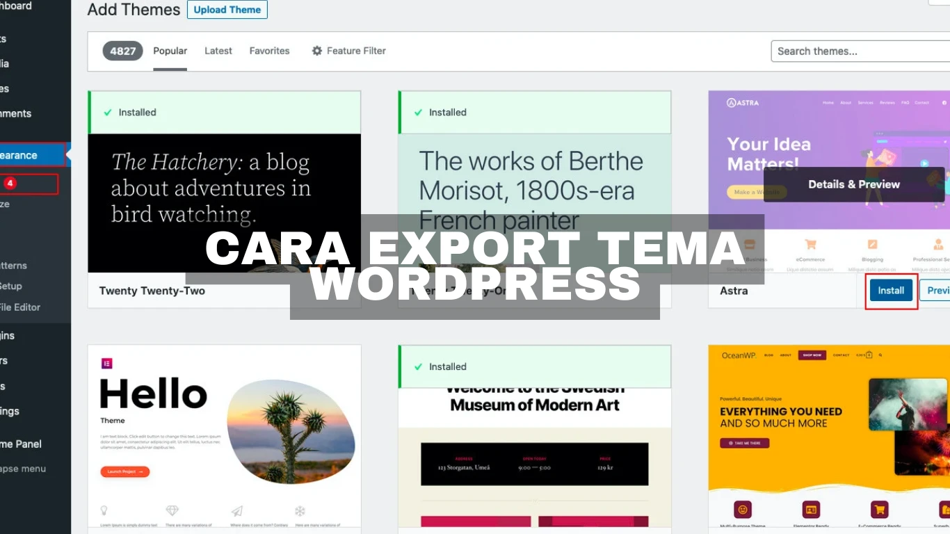 Cara export tema WordPress