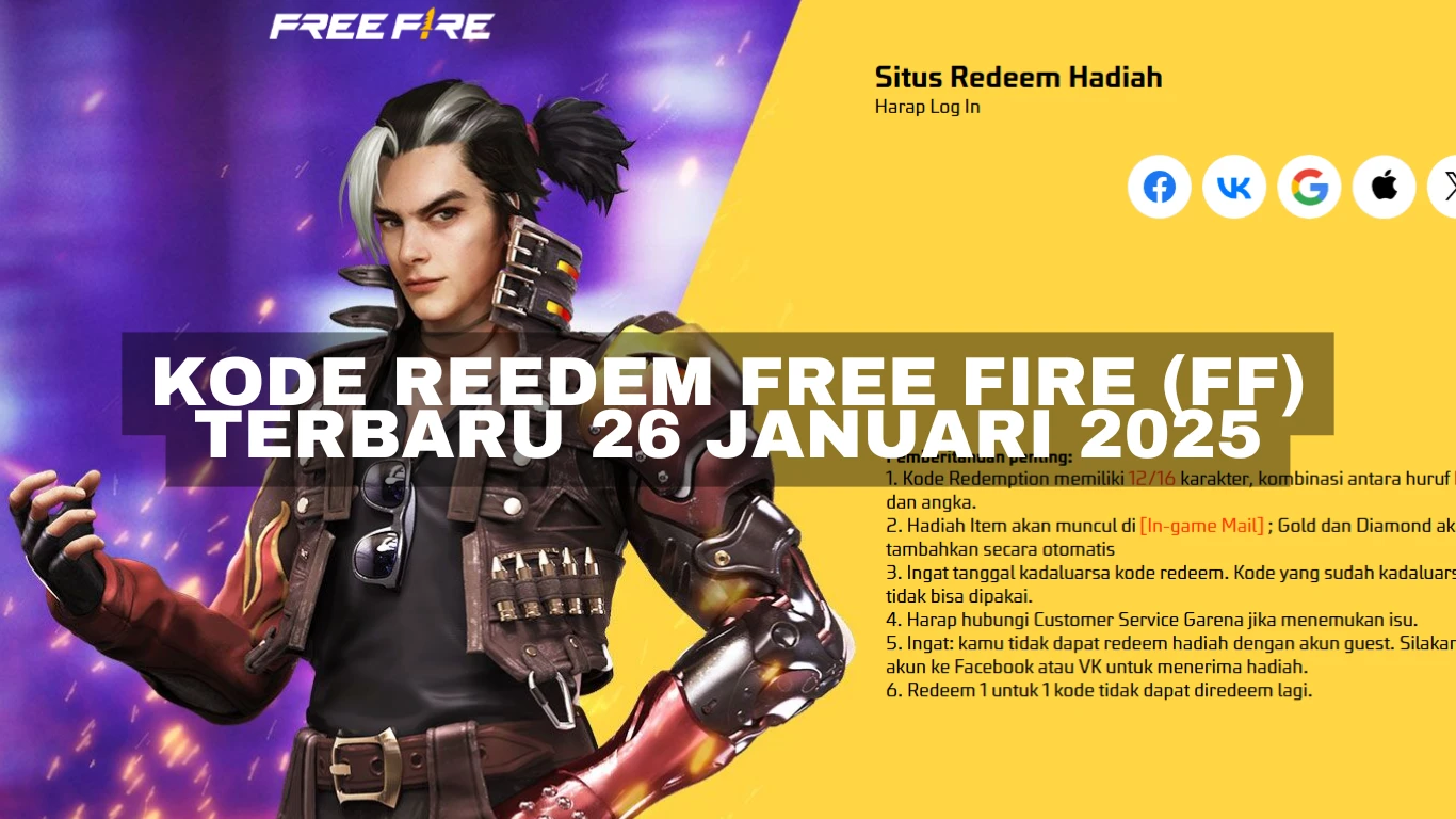 Kode Reedem Free Fire (FF) Terbaru 26 Januari 2025