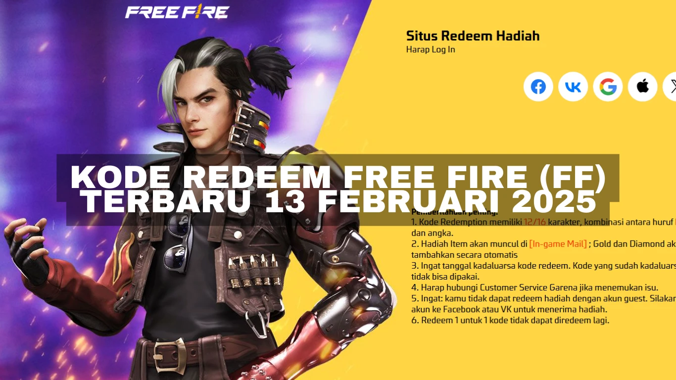 Kode Redeem Free Fire (FF) Terbaru Hari ini 13 Februari 2025